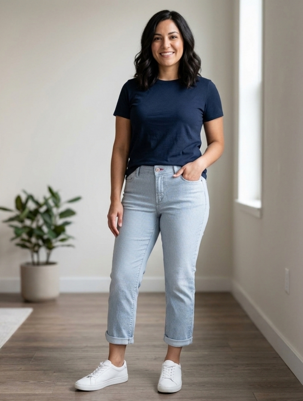Santana Light Wash Women's Jeans - Classic Straight Fit.  Hits Mid Calf. Size 12